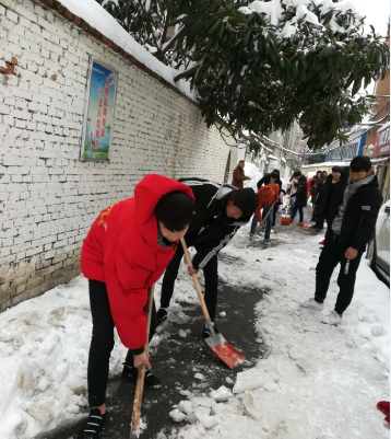 我校师生齐心协力共同开展铲除积雪活动(图2)